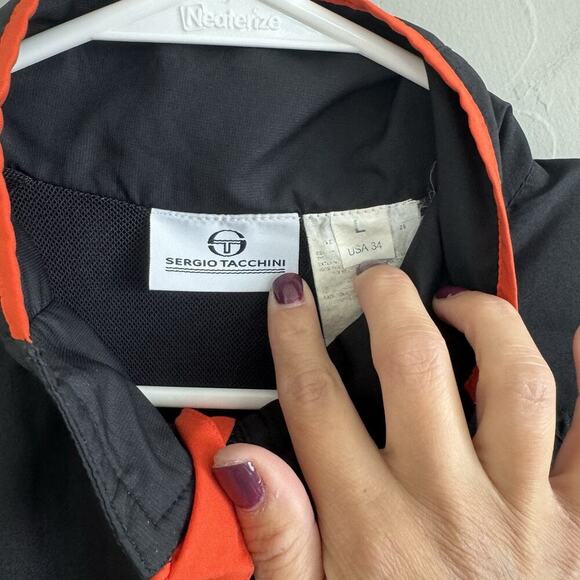 Sergio Tacchini Men’s Full Zip Jacket Sz L Black Orange Track Suit Wind Breaker - Picture 2 of 8